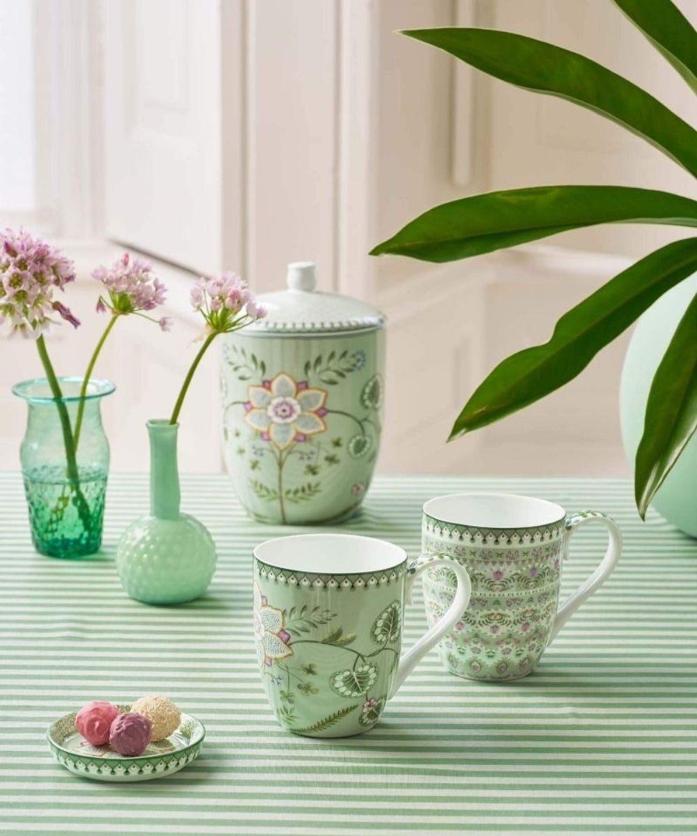 Set/2 Mugs Large Lily & Lotus Light Green (450 ml)