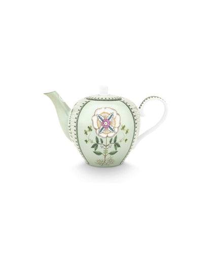 Tea Pot Lily & Lotus Tiles Light Green 1.6Ltr - delicate mint green porcelain teapot