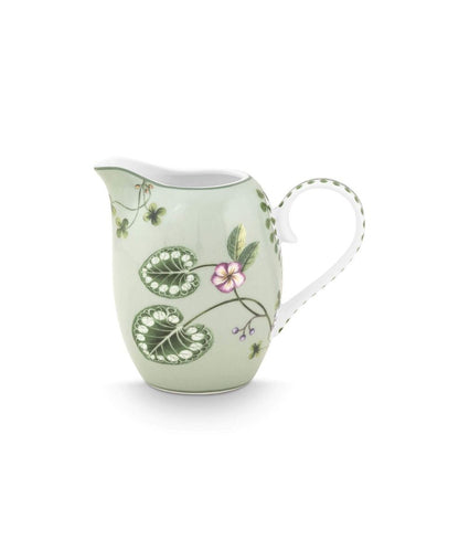 Jug Lily & Lotus Light Green 250Ml - delicate pale green ceramic creamer
