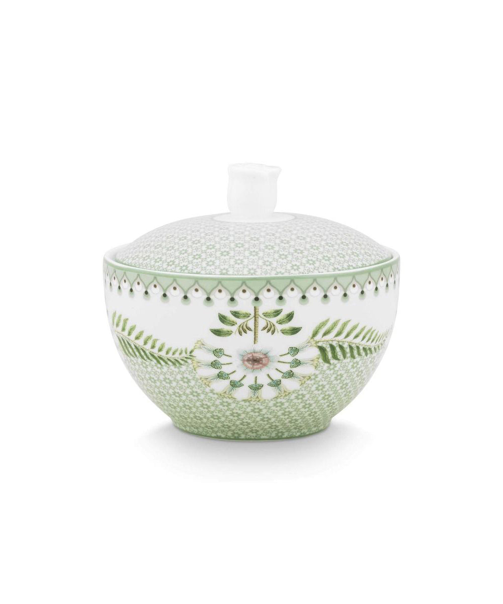 Sugar Bowl Lily & Lotus Tiles Light Green 300Ml - delicate white ceramic sugar bowl