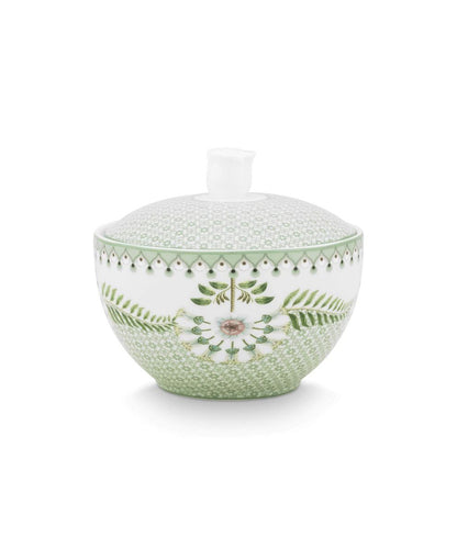 Sugar Bowl Lily & Lotus Tiles Light Green 300Ml - delicate white ceramic sugar bowl