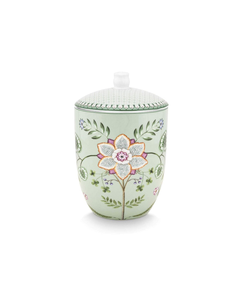 Storage Jars Lily & Lotus Light Green 1.5Ltr - delicate mint green ceramic jar