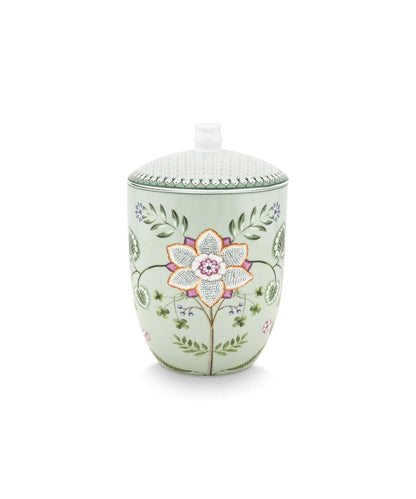 Storage Jars Lily & Lotus Light Green 1.5Ltr - delicate mint green ceramic jar