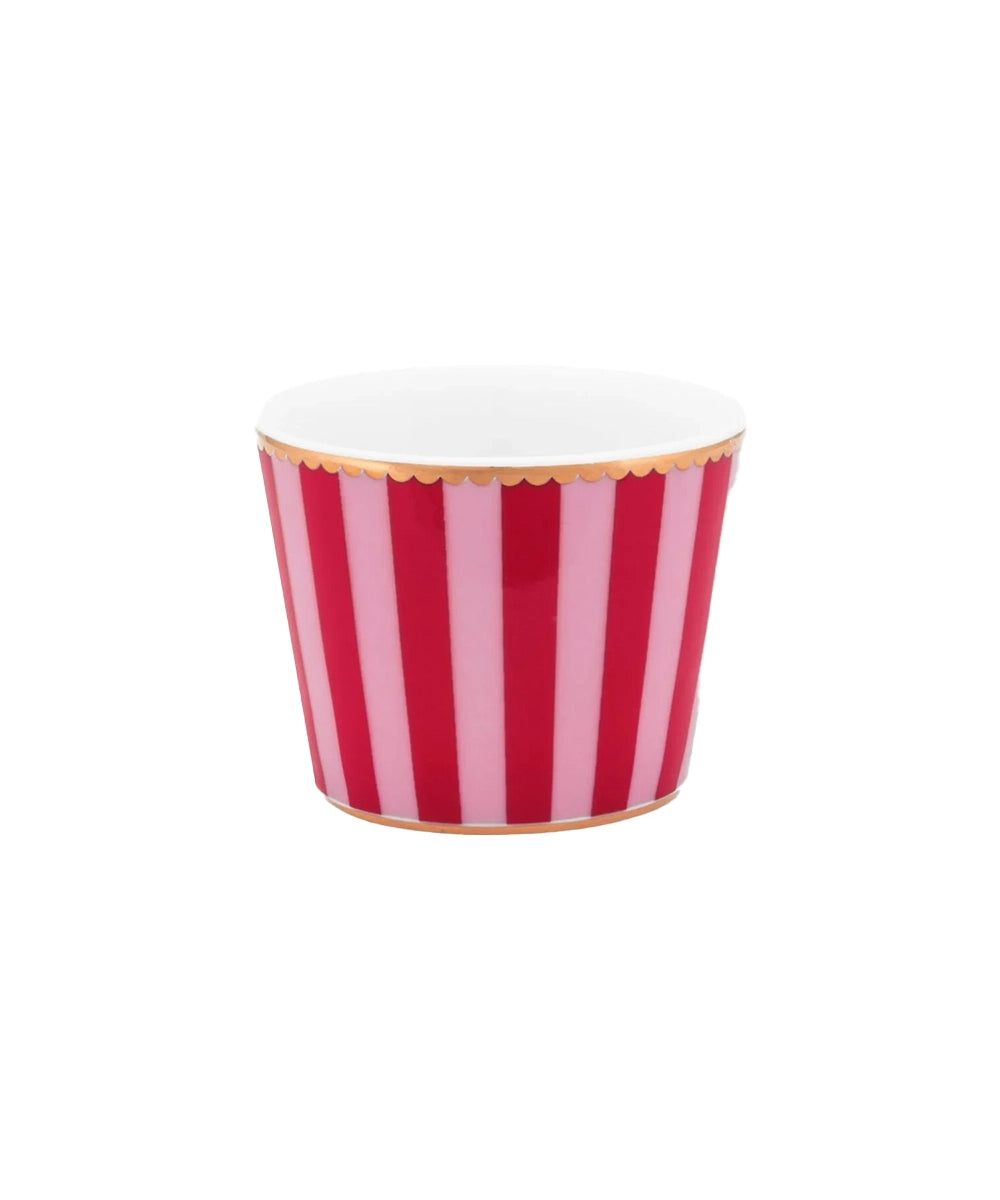 Egg Cup Love Birds Stripes Red-Pink - pink red striped ceramic cup