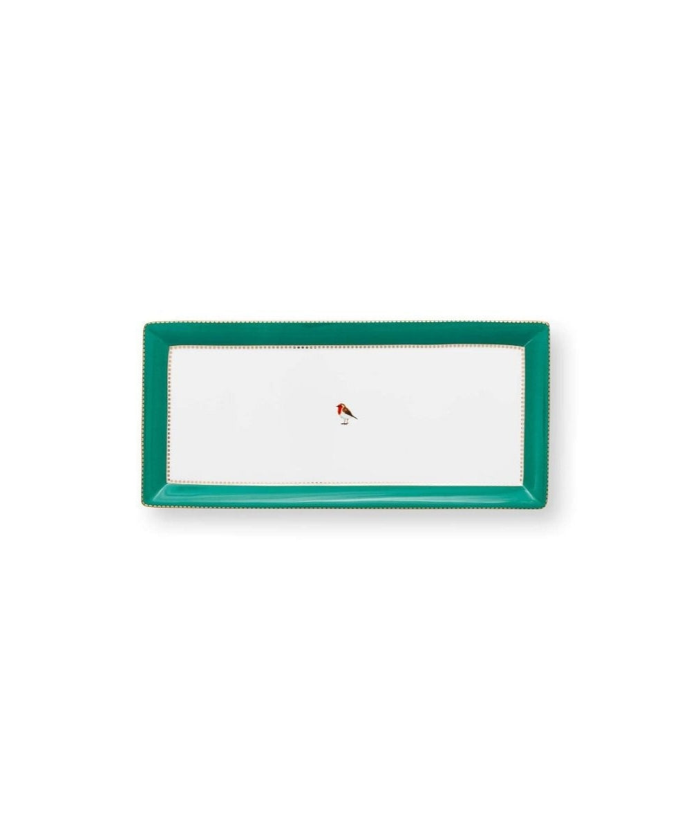 Cake Tray Rectangular Love Birds Emerald 33.3X15.5Cm