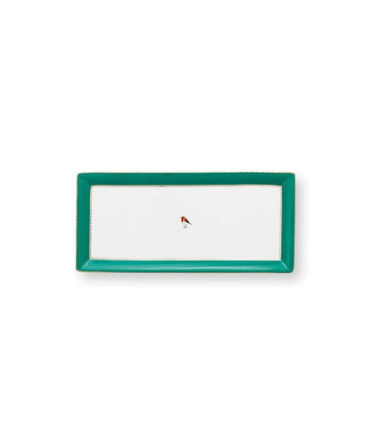 Cake Tray Rectangular Love Birds Emerald 33.3X15.5Cm