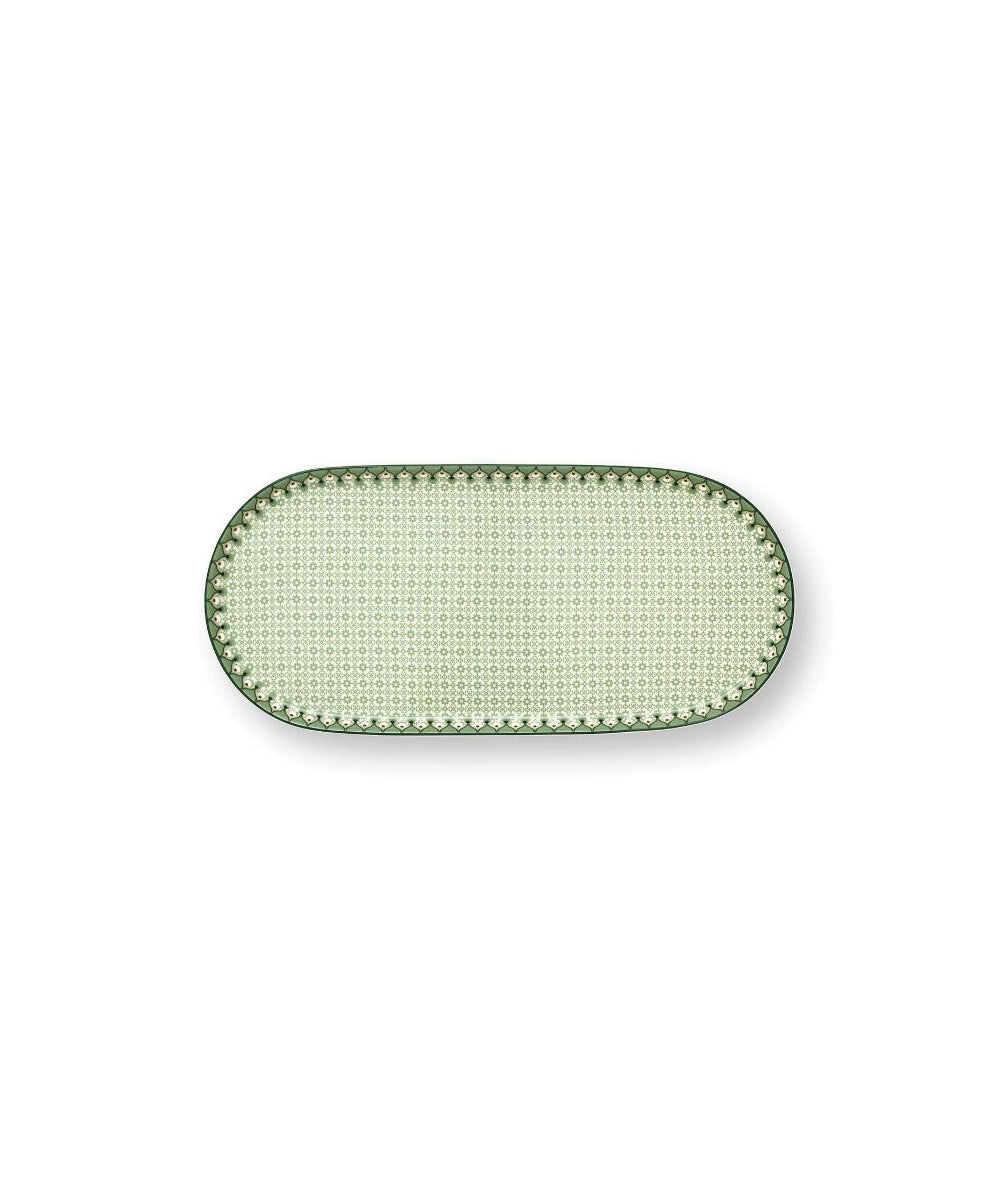 Plate Sugar And Creamer Lily & Lotus Tiles Light Green 25X12Cm - sleek oval-shaped tray light green