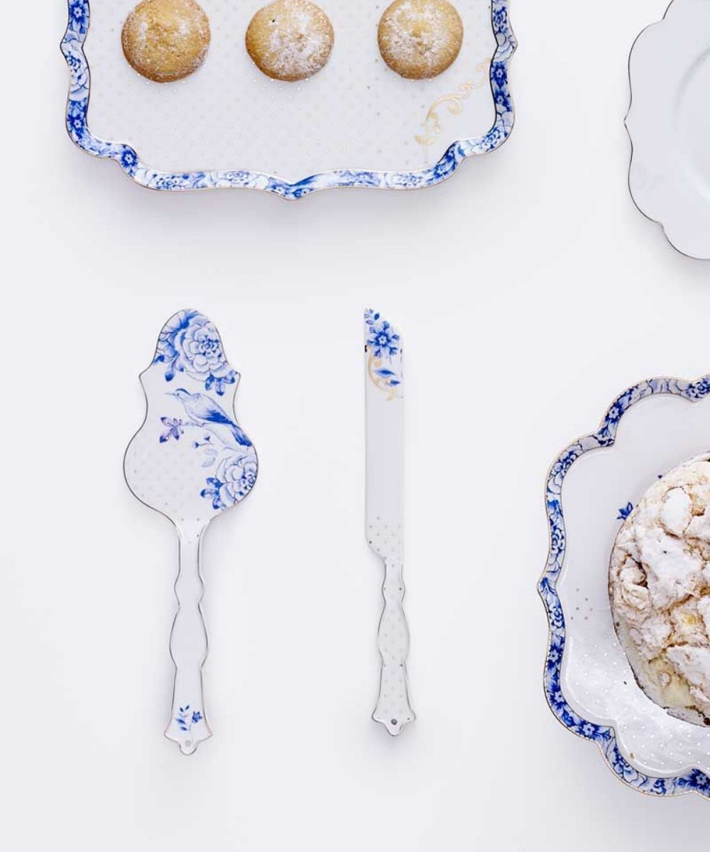 Set/2 Cake Knife Cake Server Royal White