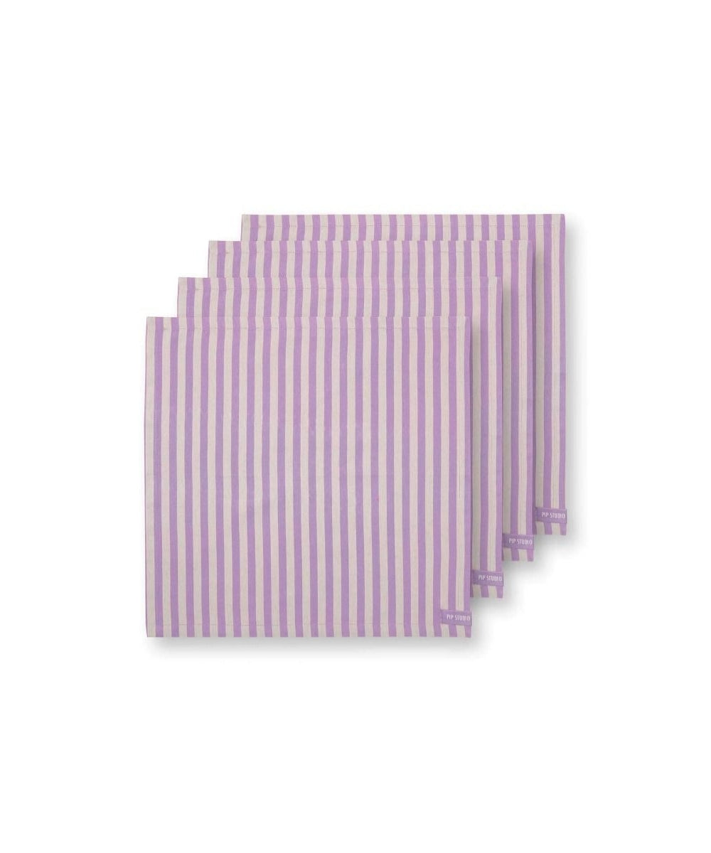 Set of 4 Napkins Stripes Lilac 40X40Cm
