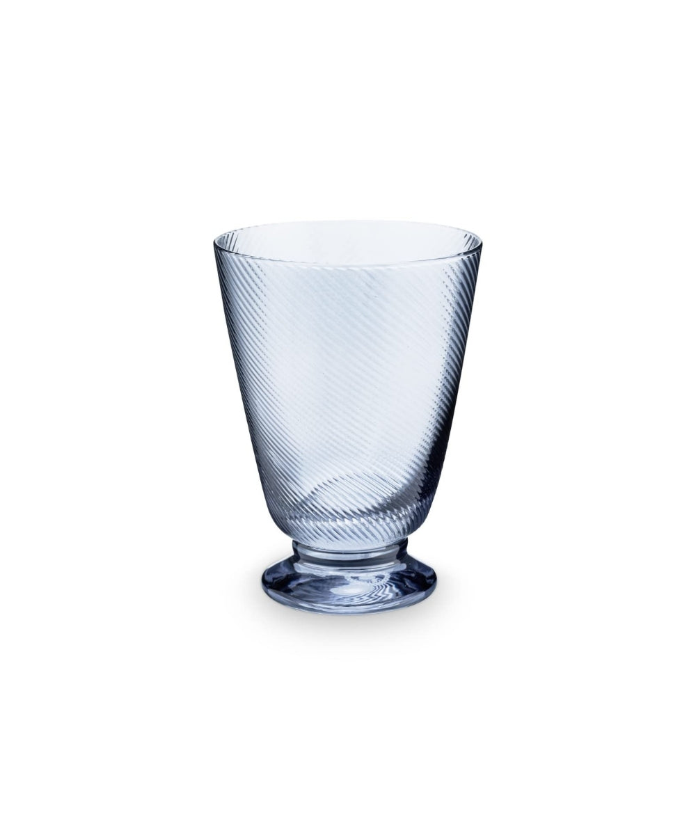 Water Glass Twisted Dark Blue (360 ml) - clear glass tumbler subtle diagonal