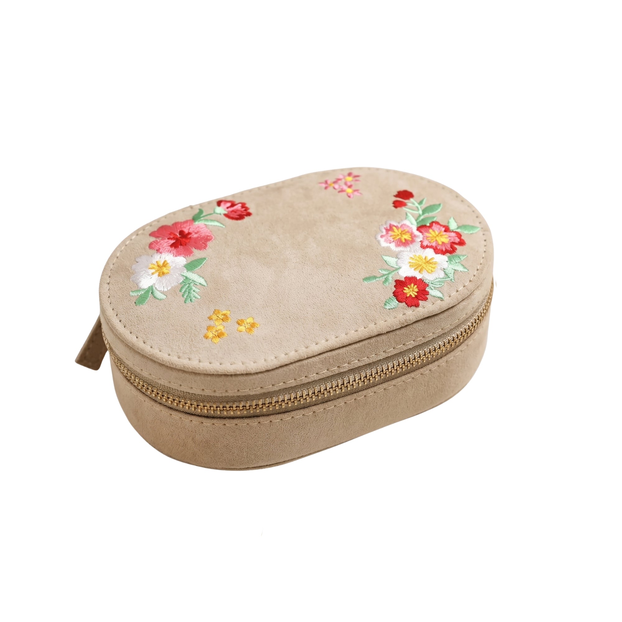 Lisa Angel Embroidered Flowers Oval Velvet Jewelry Case W- 14.5 cm H- 5 cm D- 9.5 cm