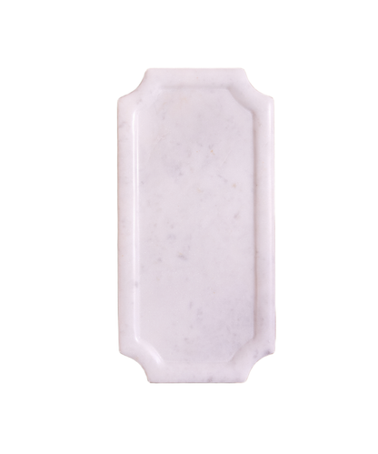Small Rectangular White Marble Tray With Border