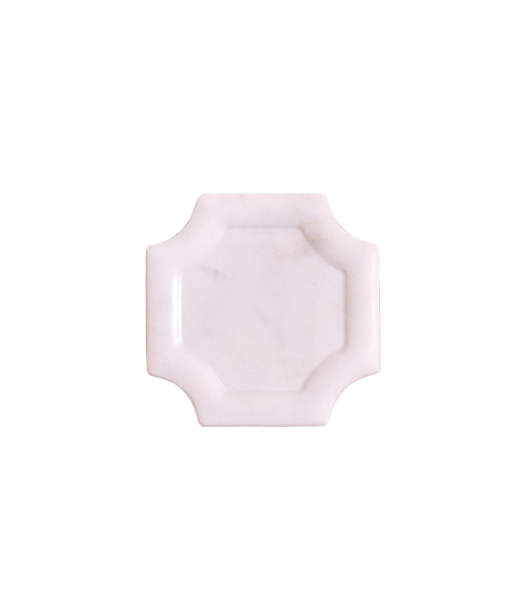 White Marble Coaster With Border