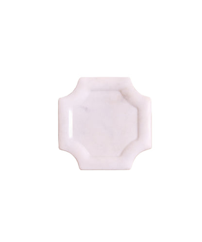 White Marble Coaster With Border