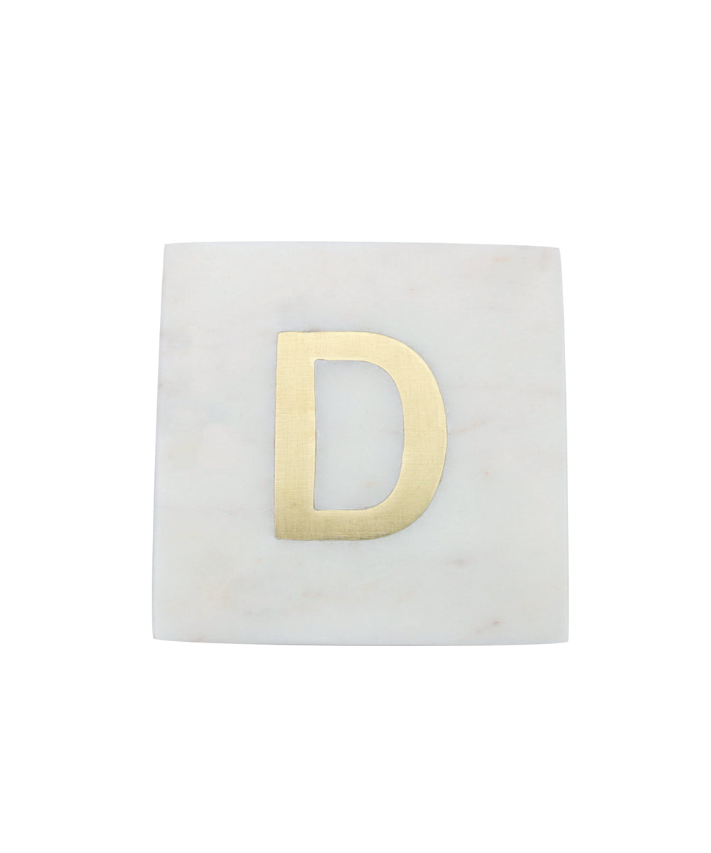 Verona Marble Monogram Coaster Letter D