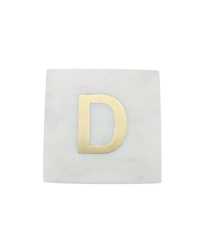 Verona Marble Monogram Coaster Letter D