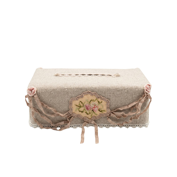 Kabale Tissue Box Cover in Linen Fabric L- 25 cm W- 12 cm Earthy Tone