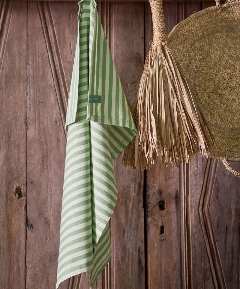 Set/2 Tea Towels Stripes Light Green 65x65cm