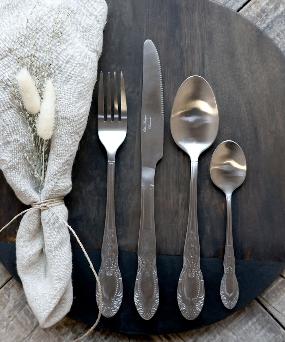 Cutlery w. decor set of 4 L23 cm mat silver