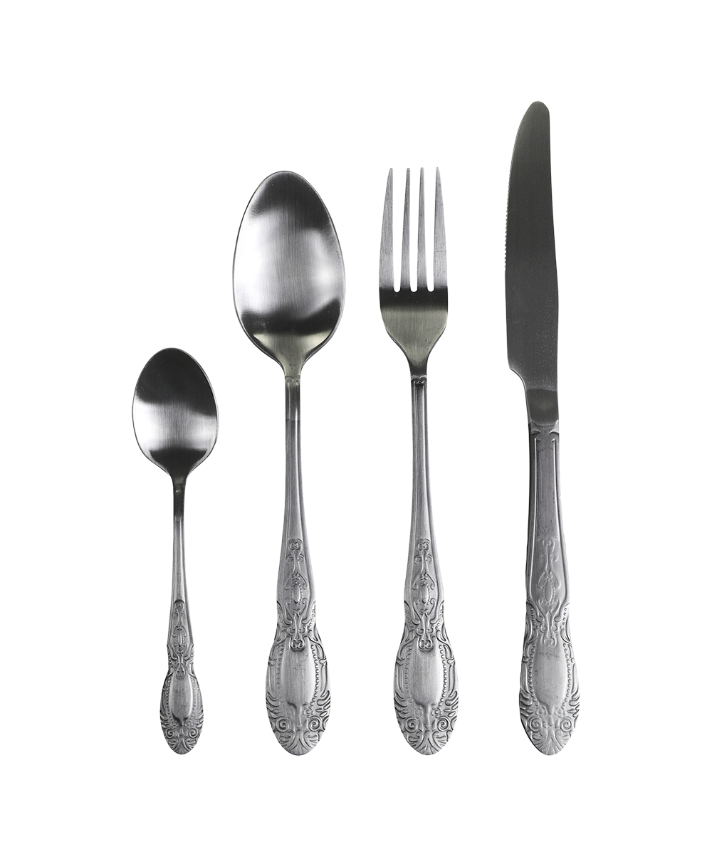Cutlery w. decor set of 4 L23 cm mat silver