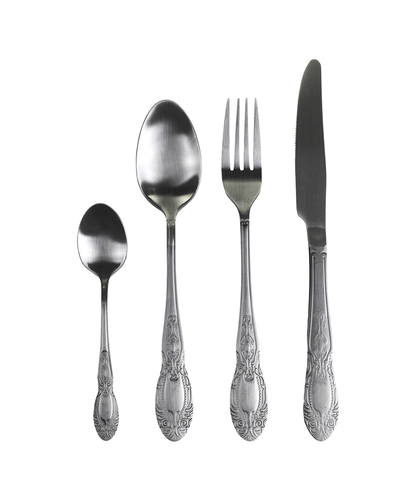 Cutlery w. decor set of 4 L23 cm mat silver