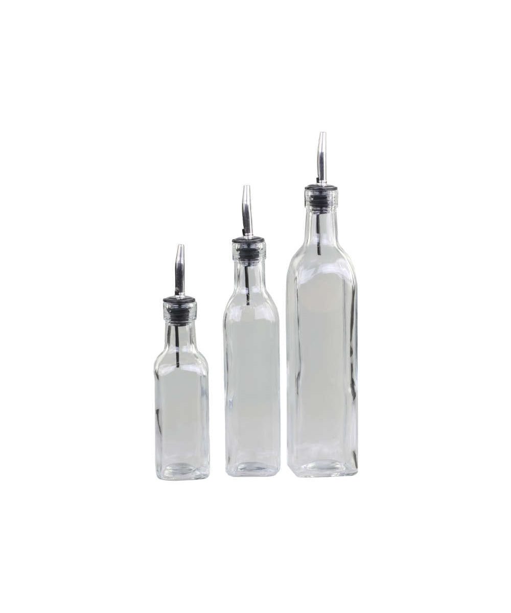 Oil Bottles W. Dispenser Set Of 3 H31.5/D5 Cm Clear