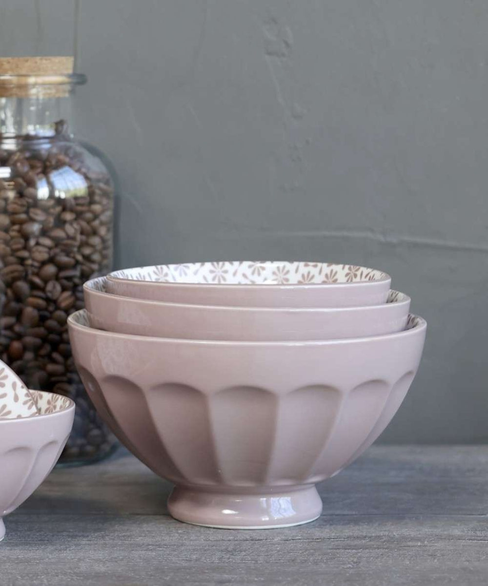 Ares Latte Bowls W. Pattern of 5,Taupe (16 X 16 X 9 cm)