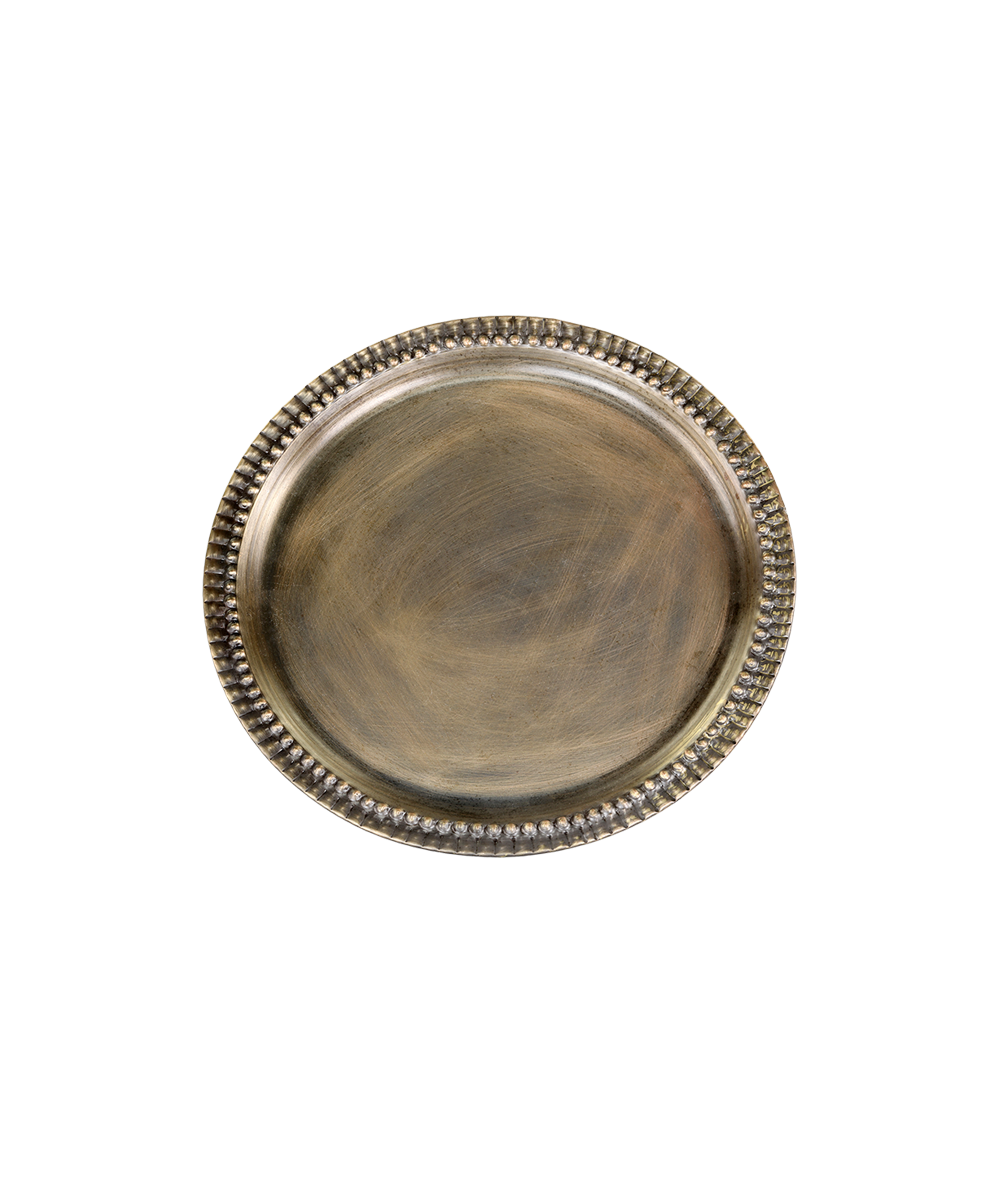 Tray w. décor edge H1/D20.5 cm antique brass