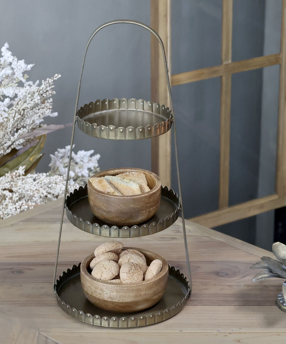 Etagere H40/D19 cm antique brass