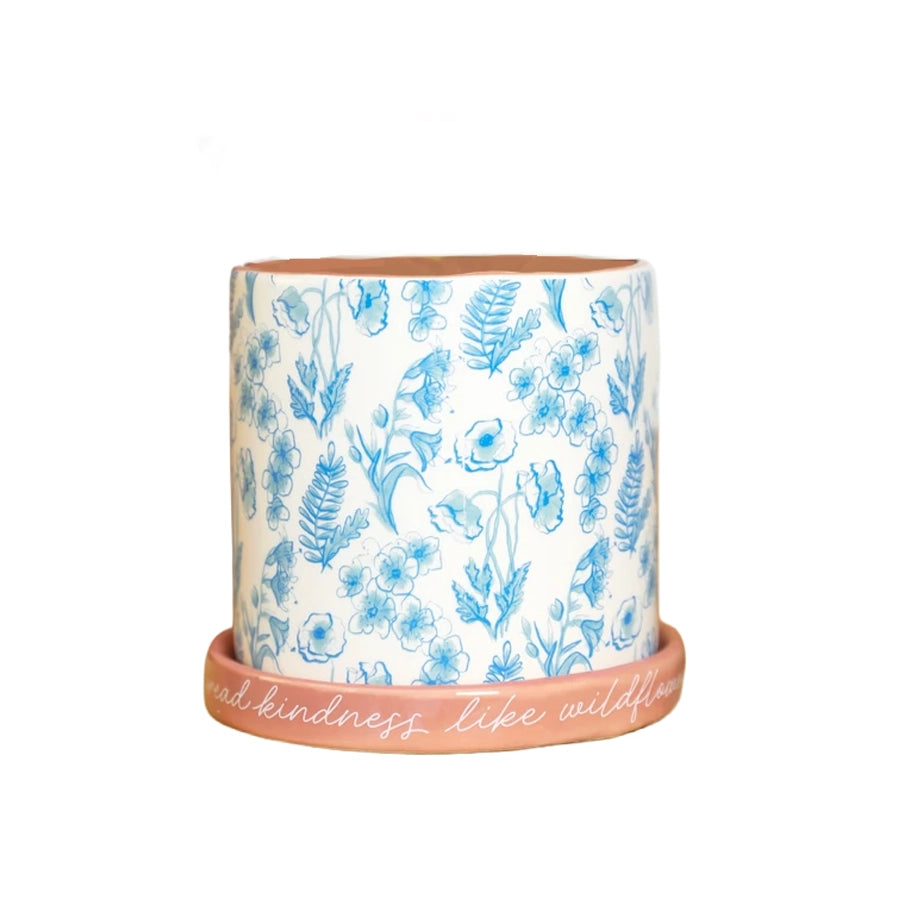 Lisa Angel Blue Wildflower Print Planter W- 10 cm H- 9.5 cm Ceramic