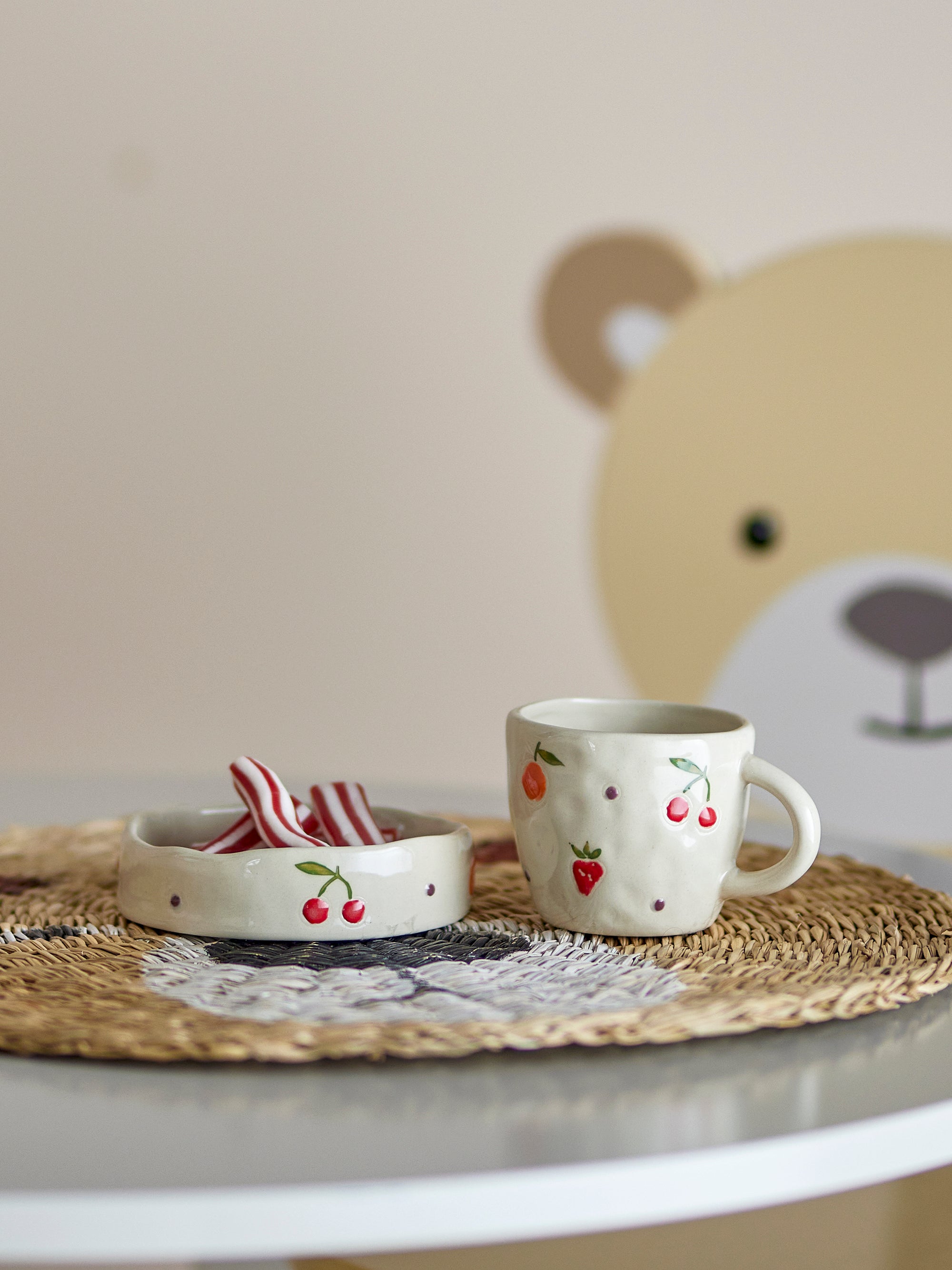 Blooming Ville Tatiana Tableware Set of 2 Stoneware Cup: H- 6.5 cm D- 7 cm,Plate: H- 2.5 cm D- 10 cm Nature
