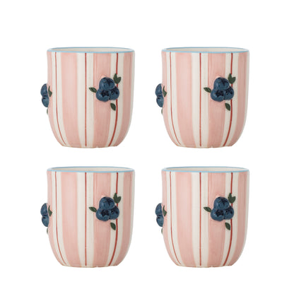 Blooming Ville Carry Cup set of 4 Stoneware H- 9 cm D- 8 cm Rose