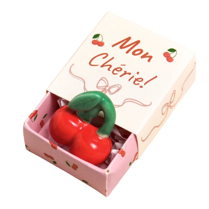 Lisa Angel Tiny Matchbox Ceramic Cherry Token L- 3.5 cm W- 3.8 cm H- 1.6 cm