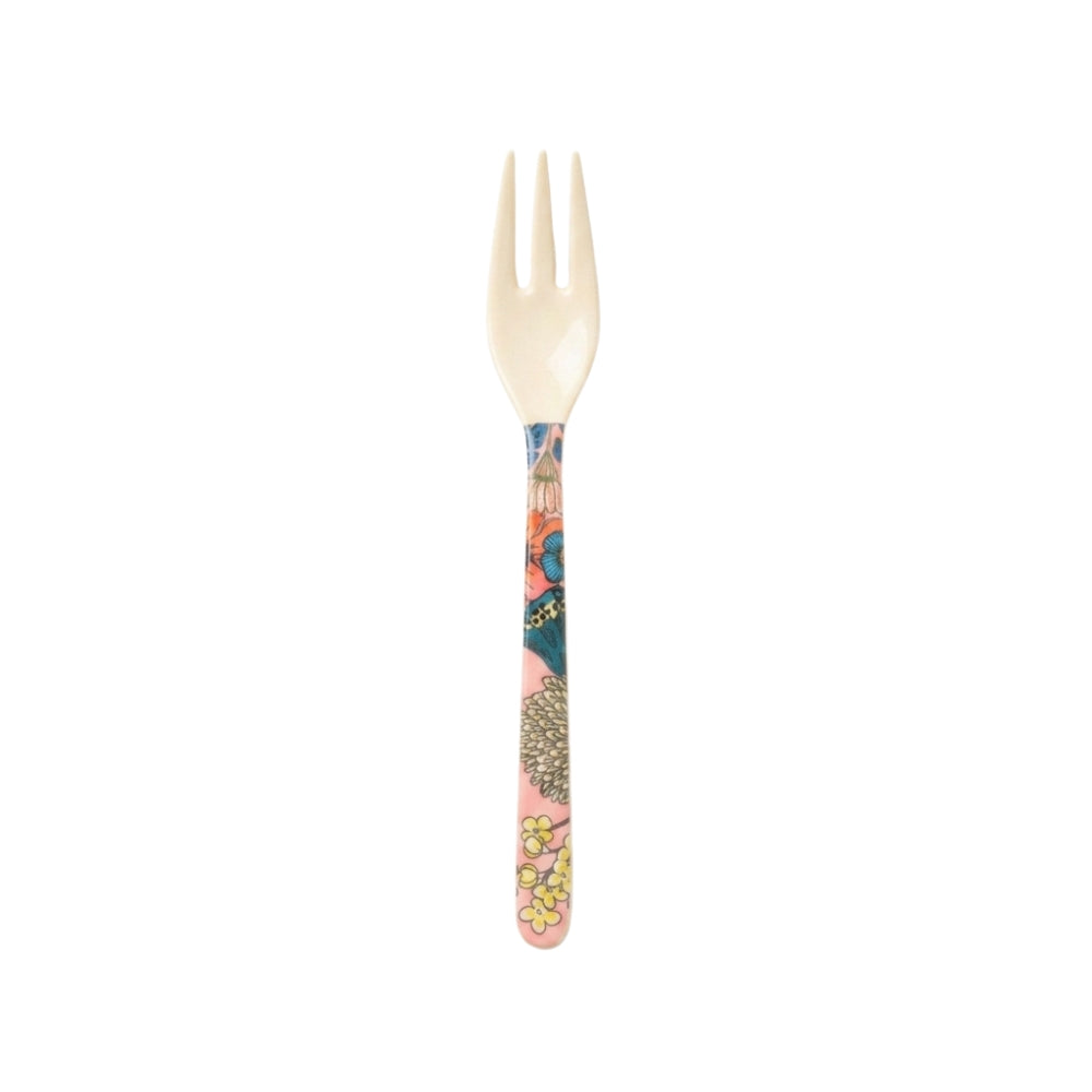 Rice Melamine Cake Fork in Pink Flower Prints L- 14 cm W- 3 cm