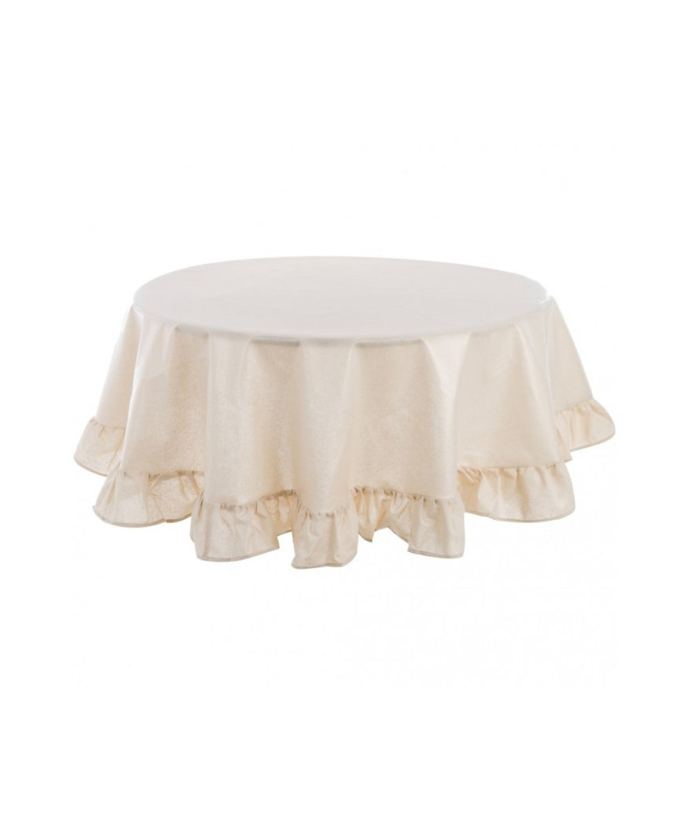 Round Coated Table Cloth With Frill