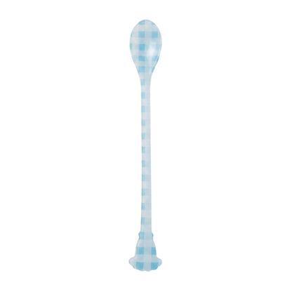 Rice Acrylic Latte Spoon Blue Checkered L- 23 cm W- 3 cm