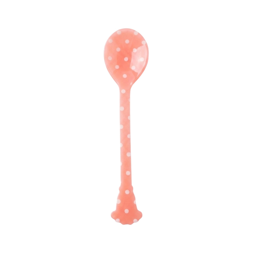 Rice Acrylic Teaspoon Pink Dots L- 14 cm W-3.3 cm