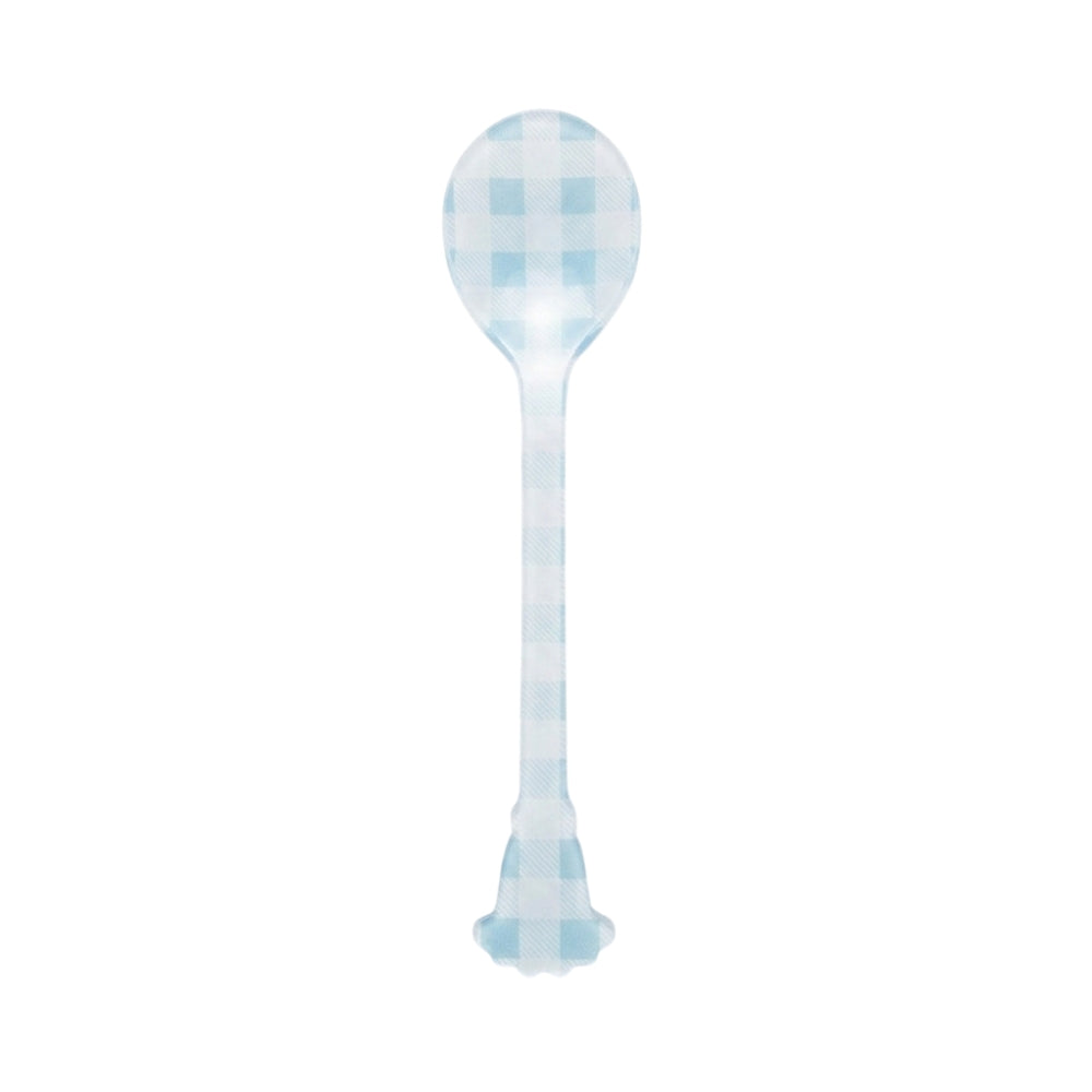 Rice Acrylic Teaspoon Blue Checkered L- 14 cm W-3.3 cm