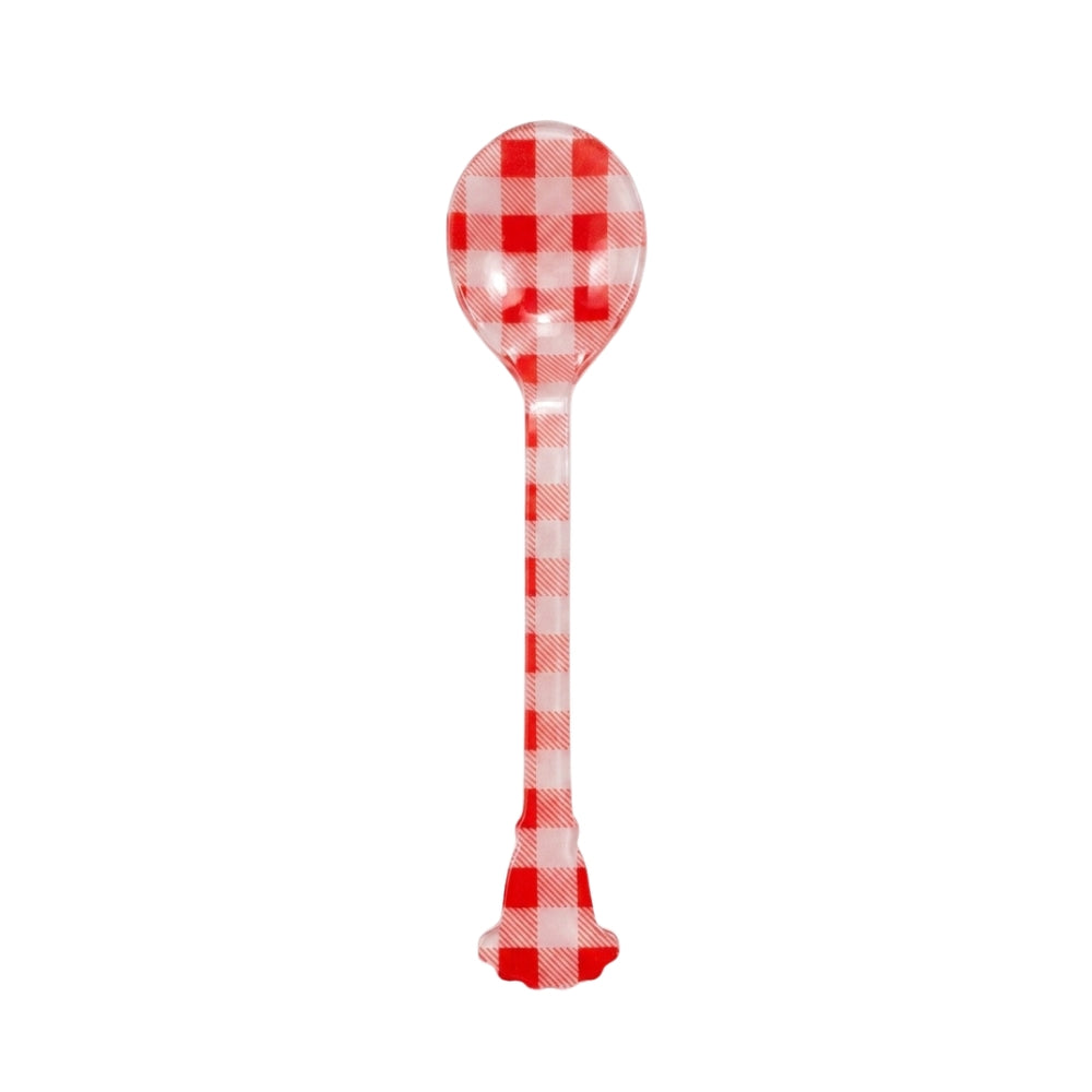 Rice Acrylic Teaspoon Red Checkered L- 14 cm W-3.3 cm