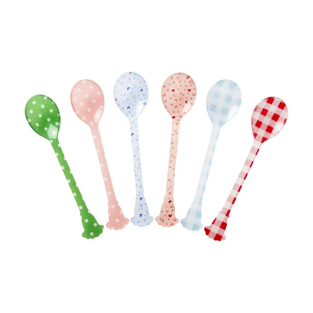 Rice Acrylic Teaspoon Pink Floral L- 14 cm W-3.3 cm
