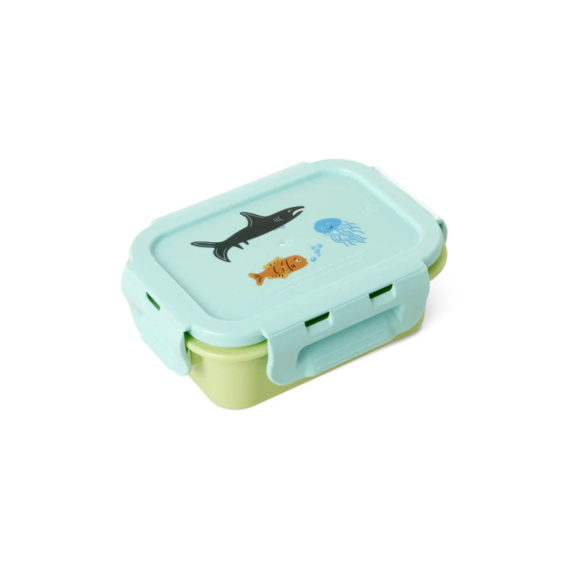 Rice Lunch box with Wildlife Print L- 13.5 cm W- 10 cm H- 5 cm Mint