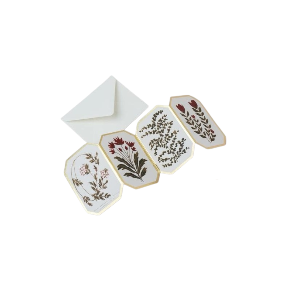 Katie Housley Concertina botanical red flower die cut mini card L- 28 cm W- 10.5 cm