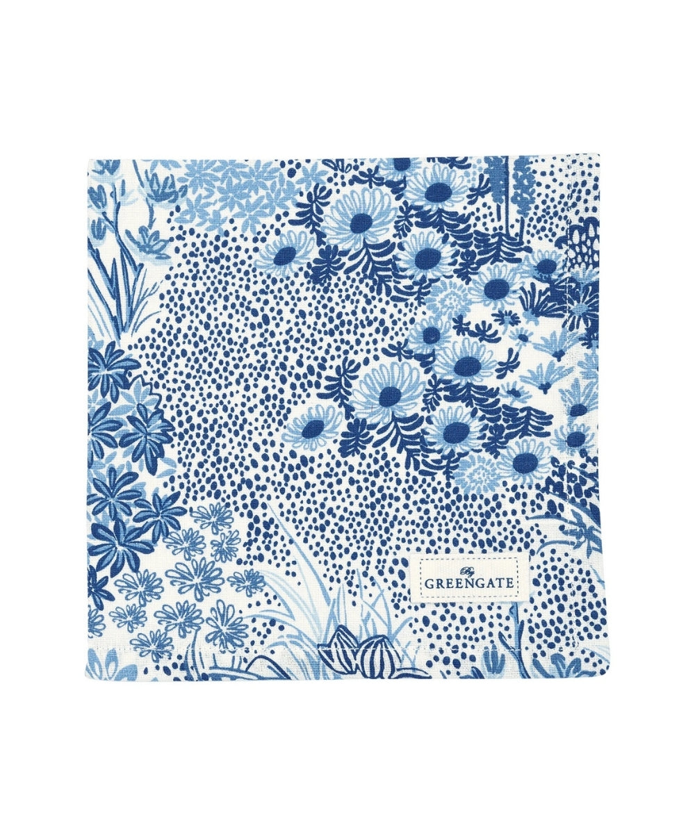 Napkin Kristel Blue - blue white floral patterned square