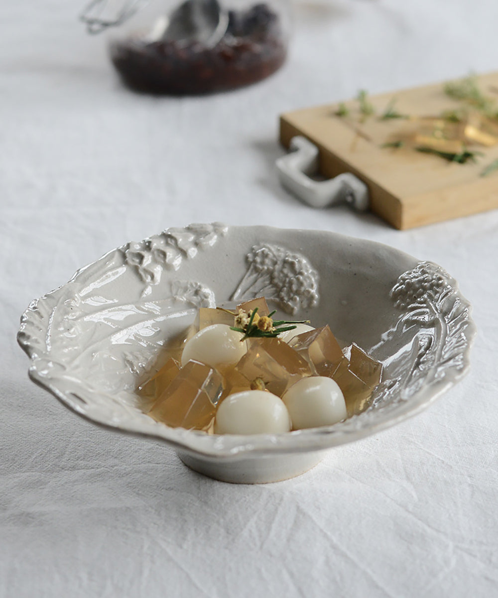 Michikusa Bowl Round White (17 x 17 x 5.3 cm)