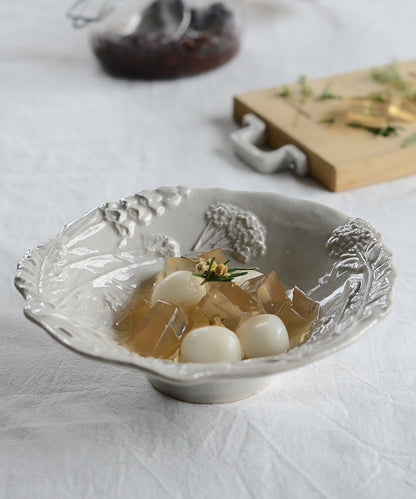 Michikusa Bowl Round White (17 x 17 x 5.3 cm)