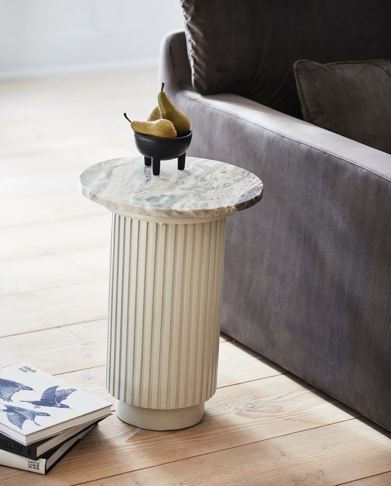 ERIE round side table - ivory marble top