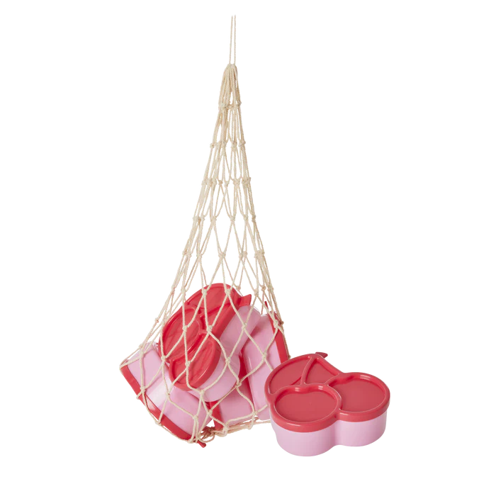 Rice Plastic Food Keepers in Cherry Shape - 4 pcs in a Net Pink