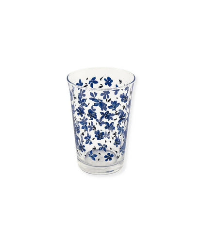 Water Dahla White - clear glass tumbler adorned delicate