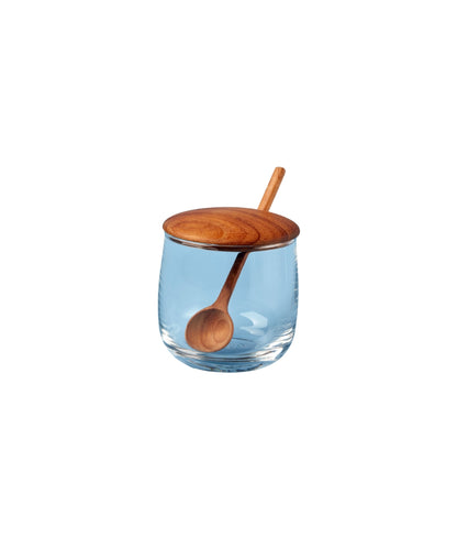 Glass Jar with Teak Lid & Spoon