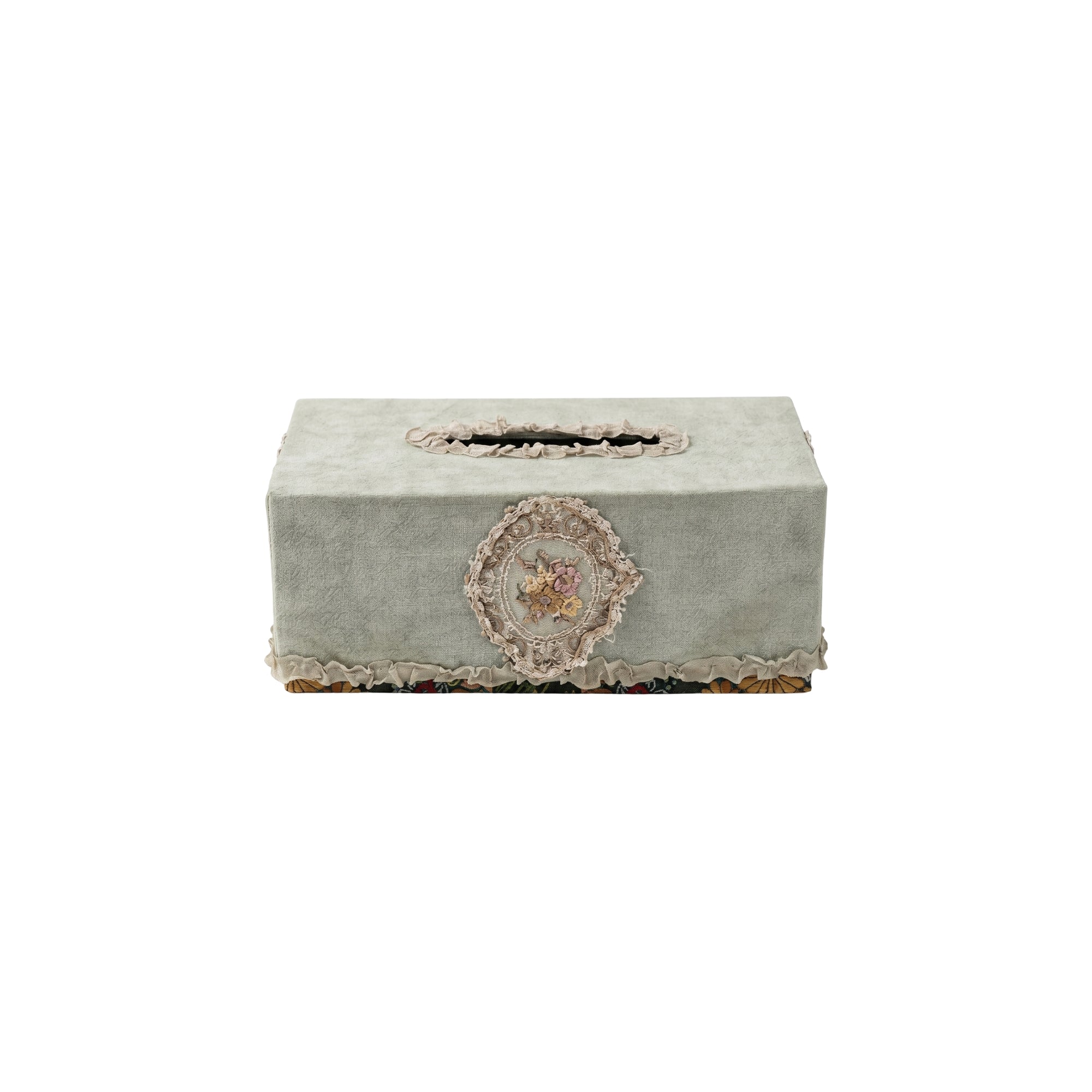 Kabale Tissue Box Cover in Linen Fabric L- 25 cm W- 12 cm Washed Blue